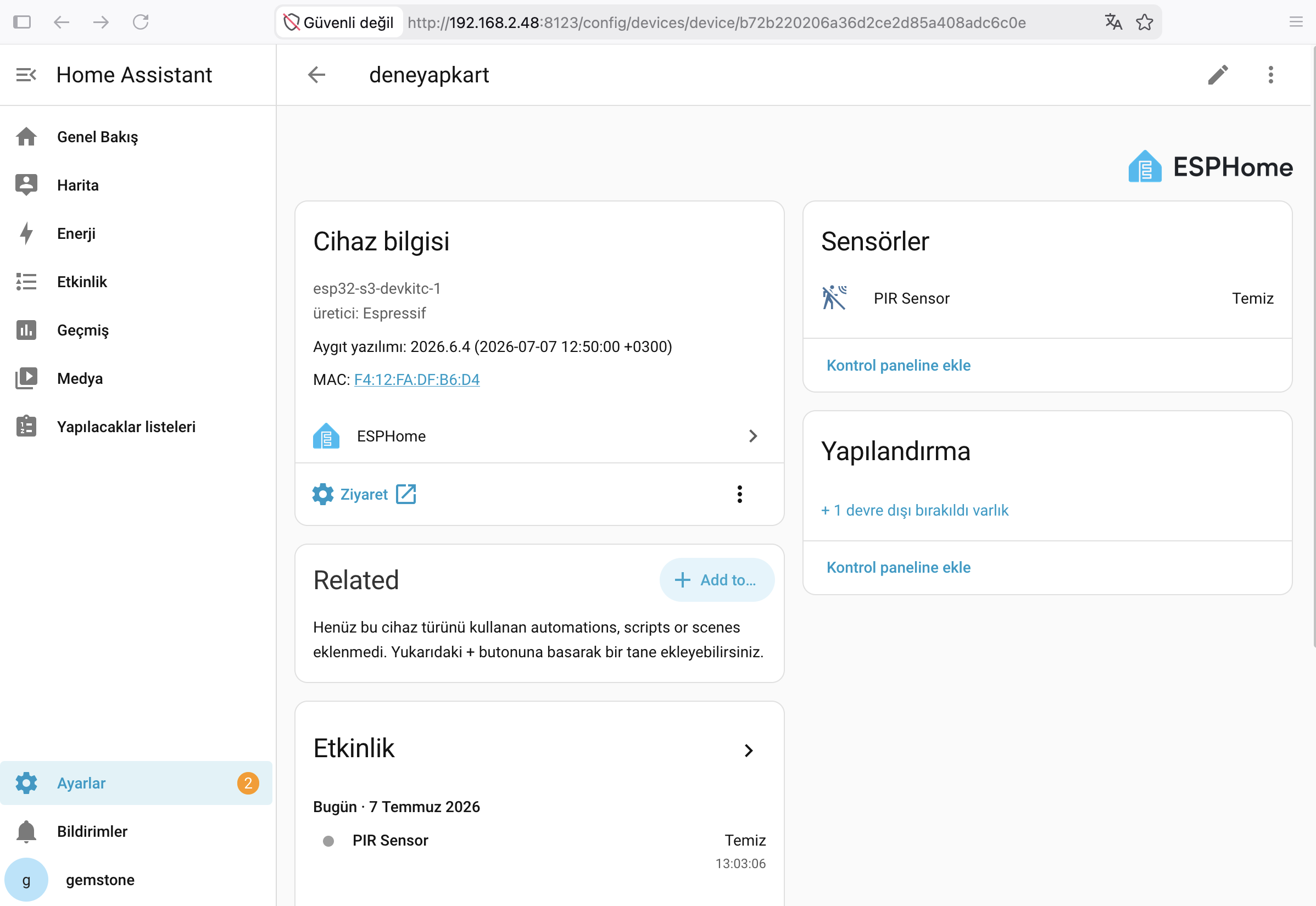 ESPHome Cihaz Detayları