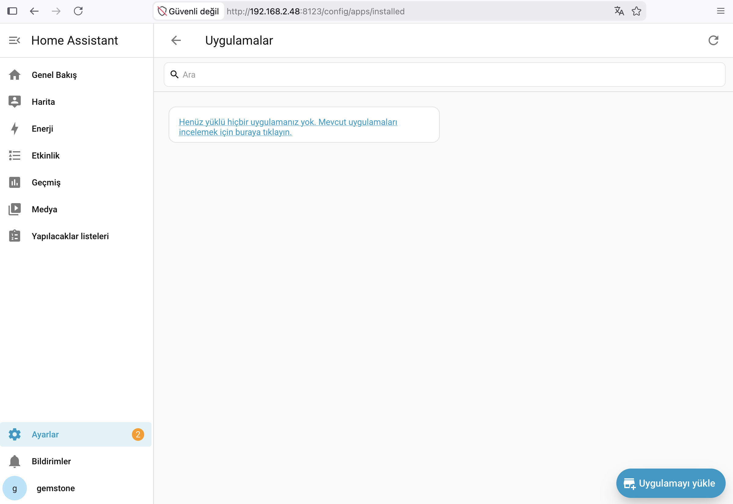 Home Assistant Uygulamalar Bölümü