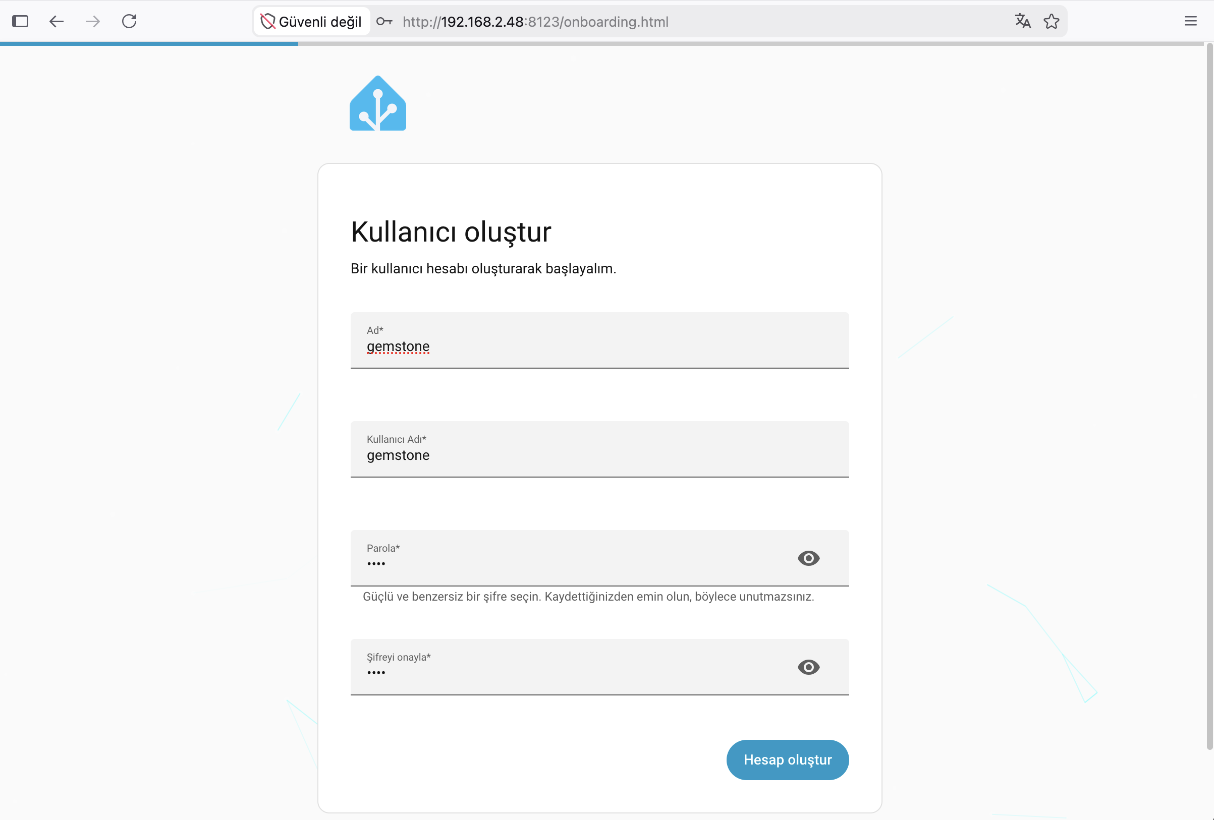 Kullanıcı Oluşturma