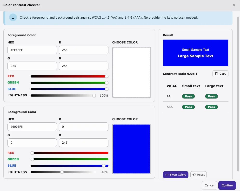 Color contrast checker