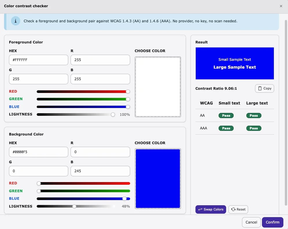 Color contrast checker