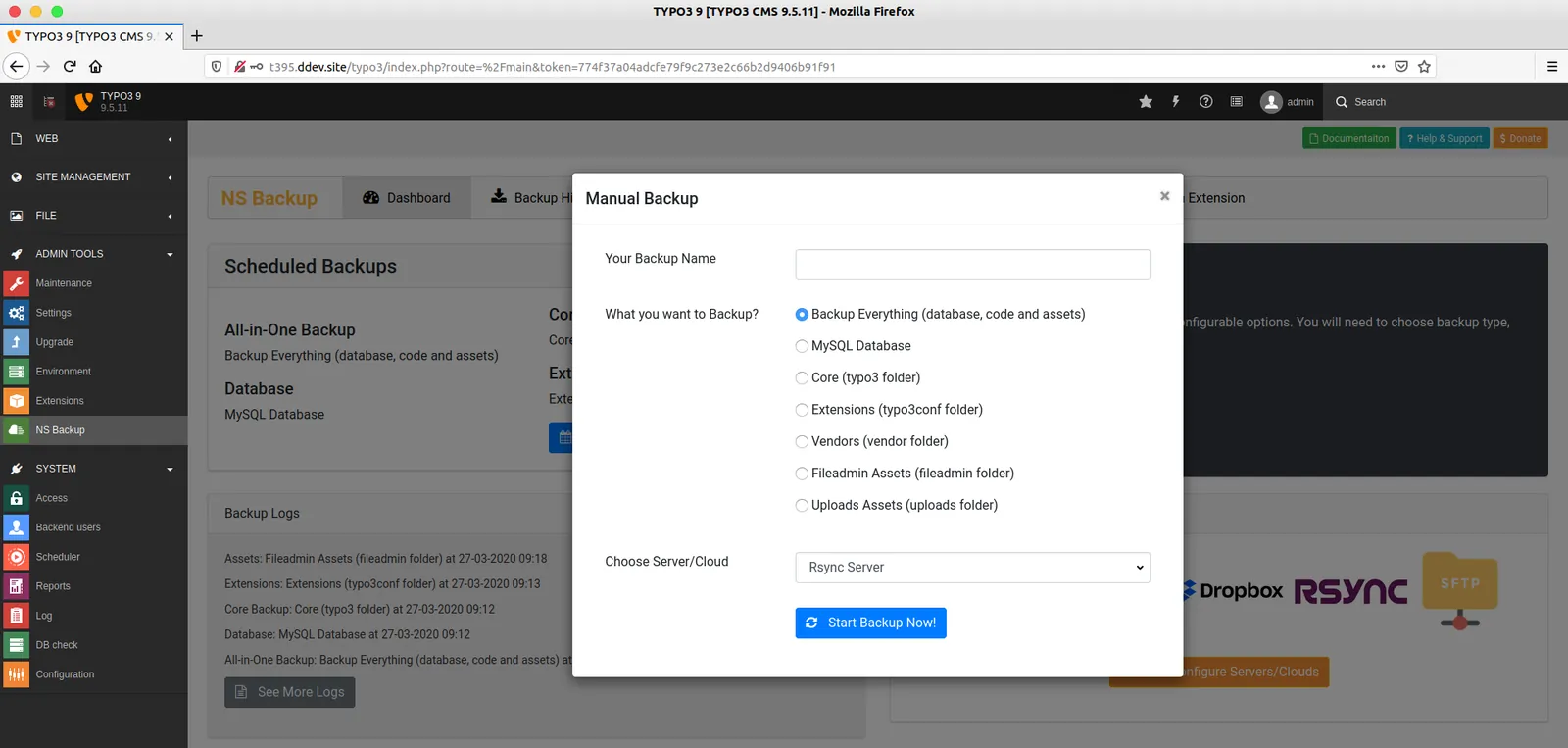 ns-backend-start-manual-backup