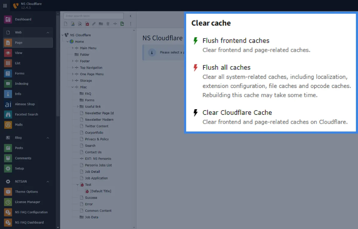 cachePurge Configuration