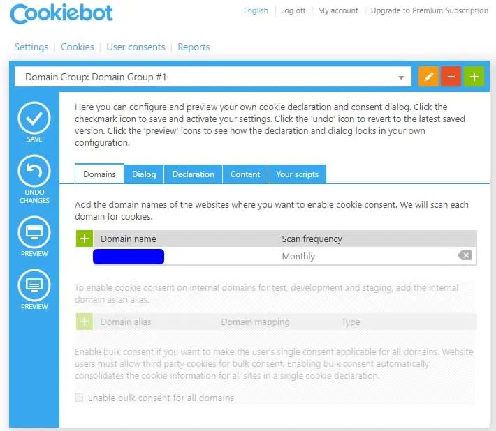 Cookiebot Configuration