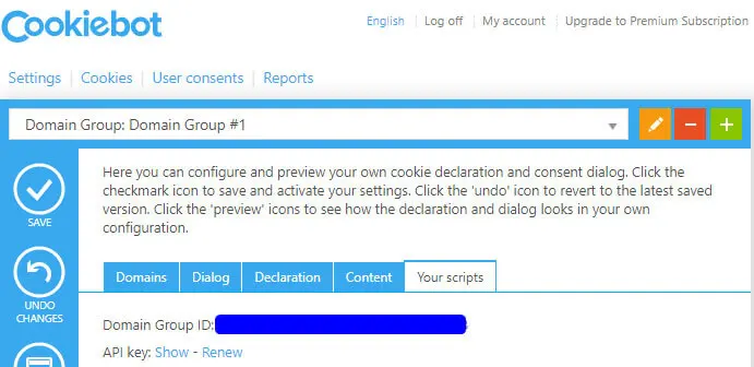 Cookiebot Configuration