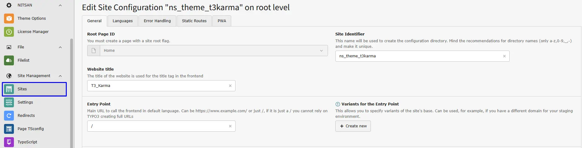 Site Configuration