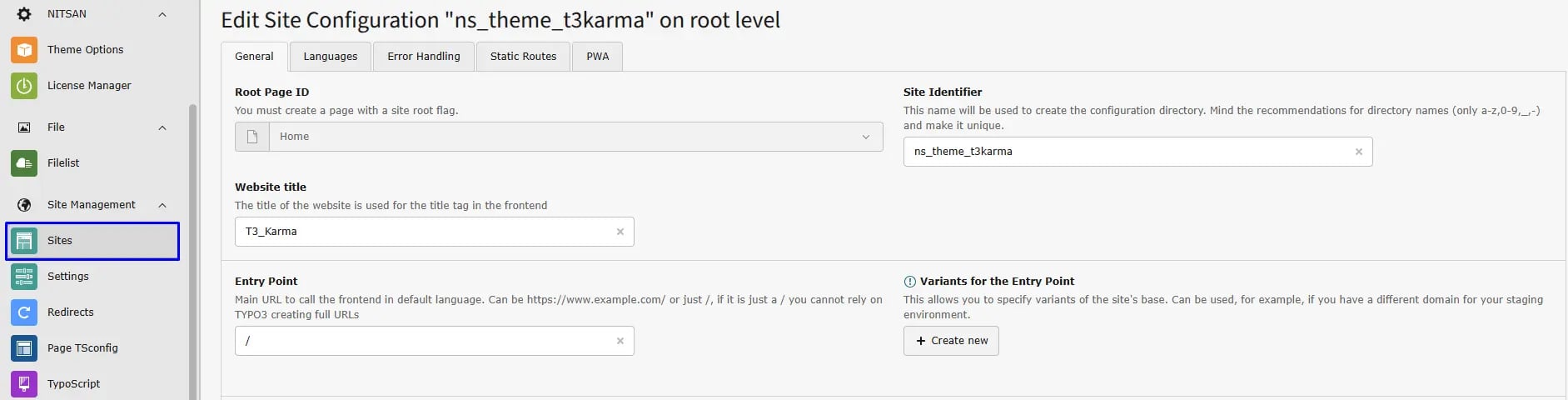 Site Configuration