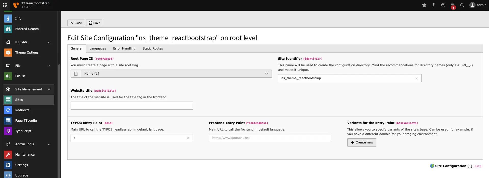 Site Configuration