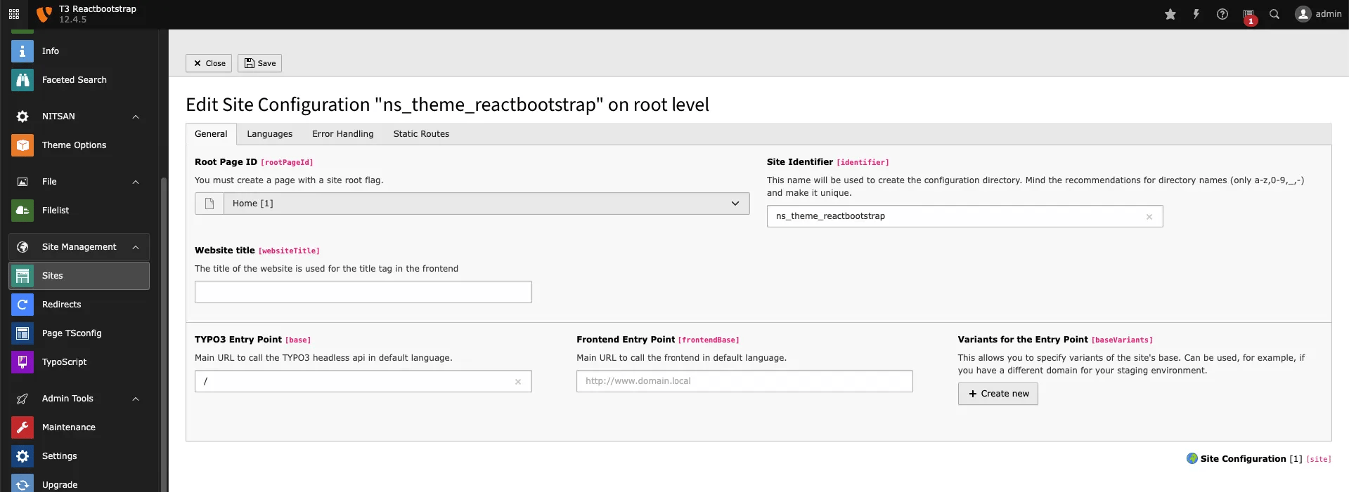Site Configuration