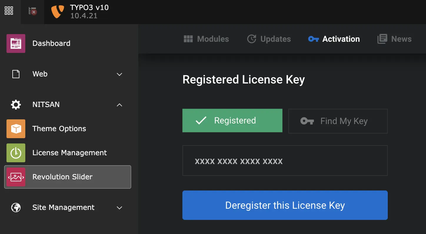 TYPO3-Revolution-Slider-License-Registered