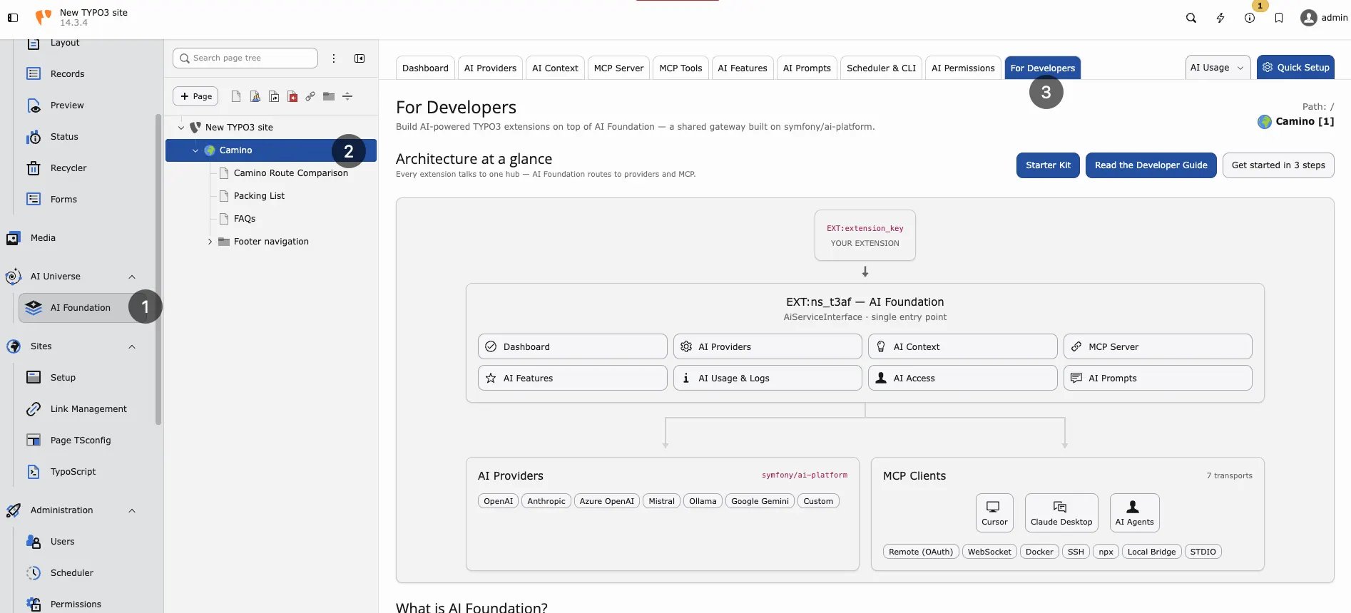For Developers tab showing T3AF architecture at a glance