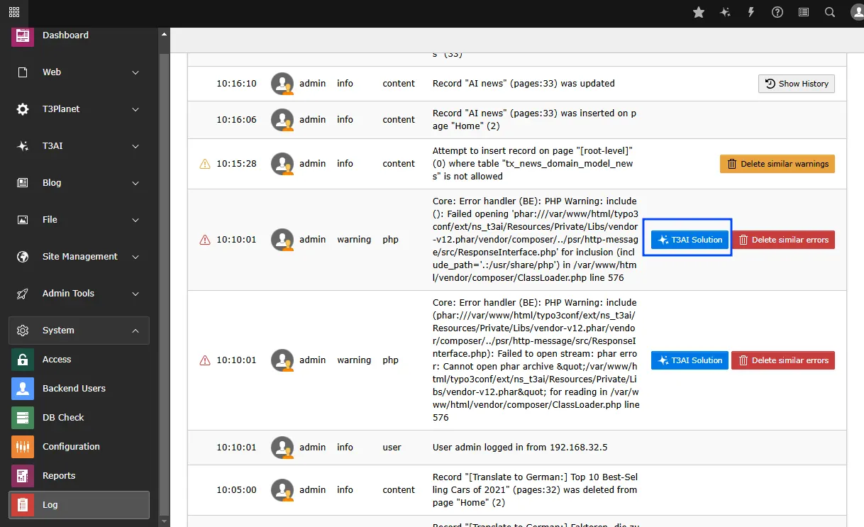 AI log