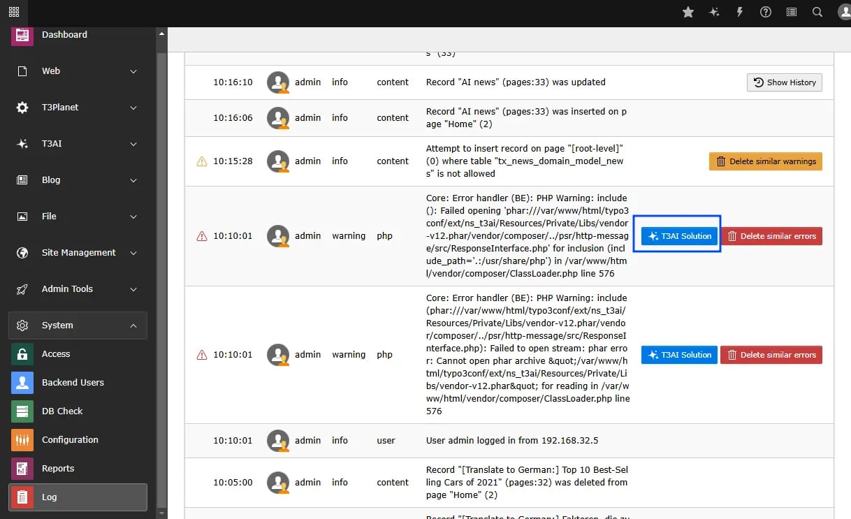 AI log