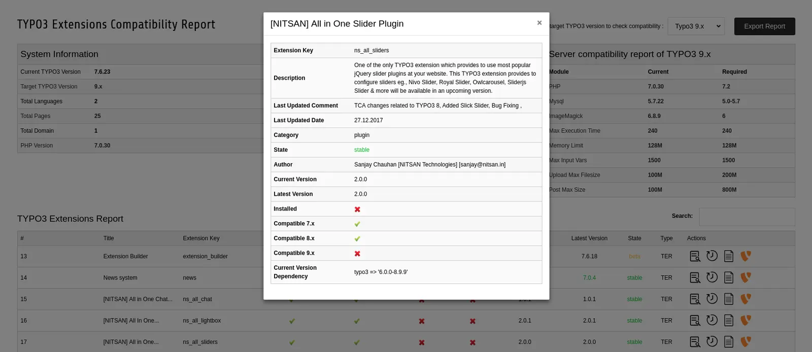 screenshot "TYPO3_ns_ext_compatibility_Screenshot_1"
