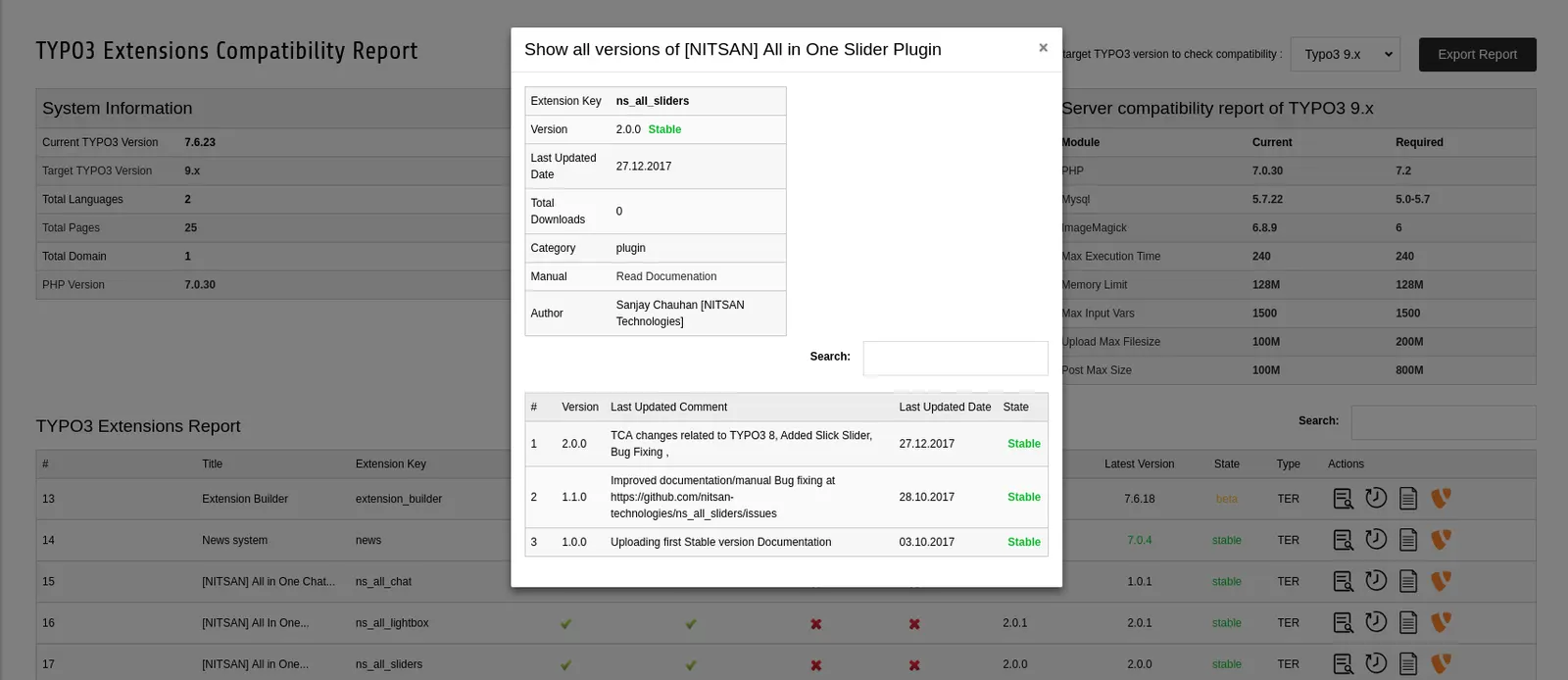 screenshot "TYPO3_ns_ext_compatibility_Screenshot_3"