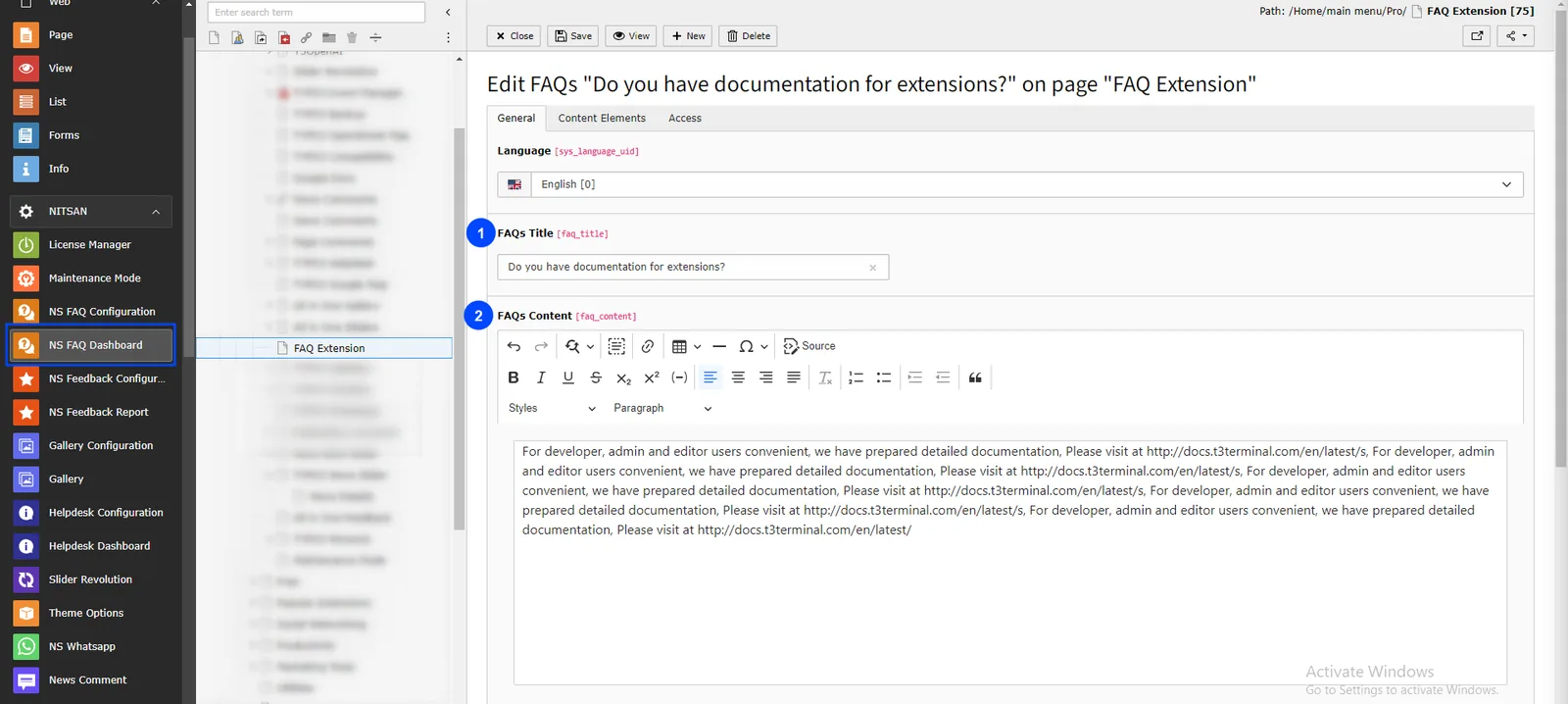 Create FAQs using RTE
