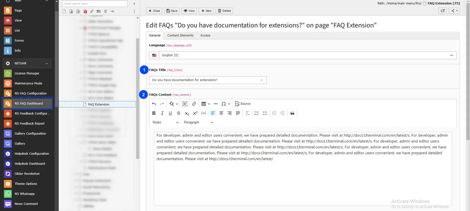 Create FAQs using RTE