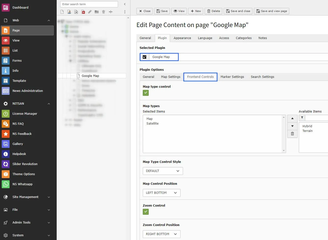 Controls Settings1 in Map Plugin