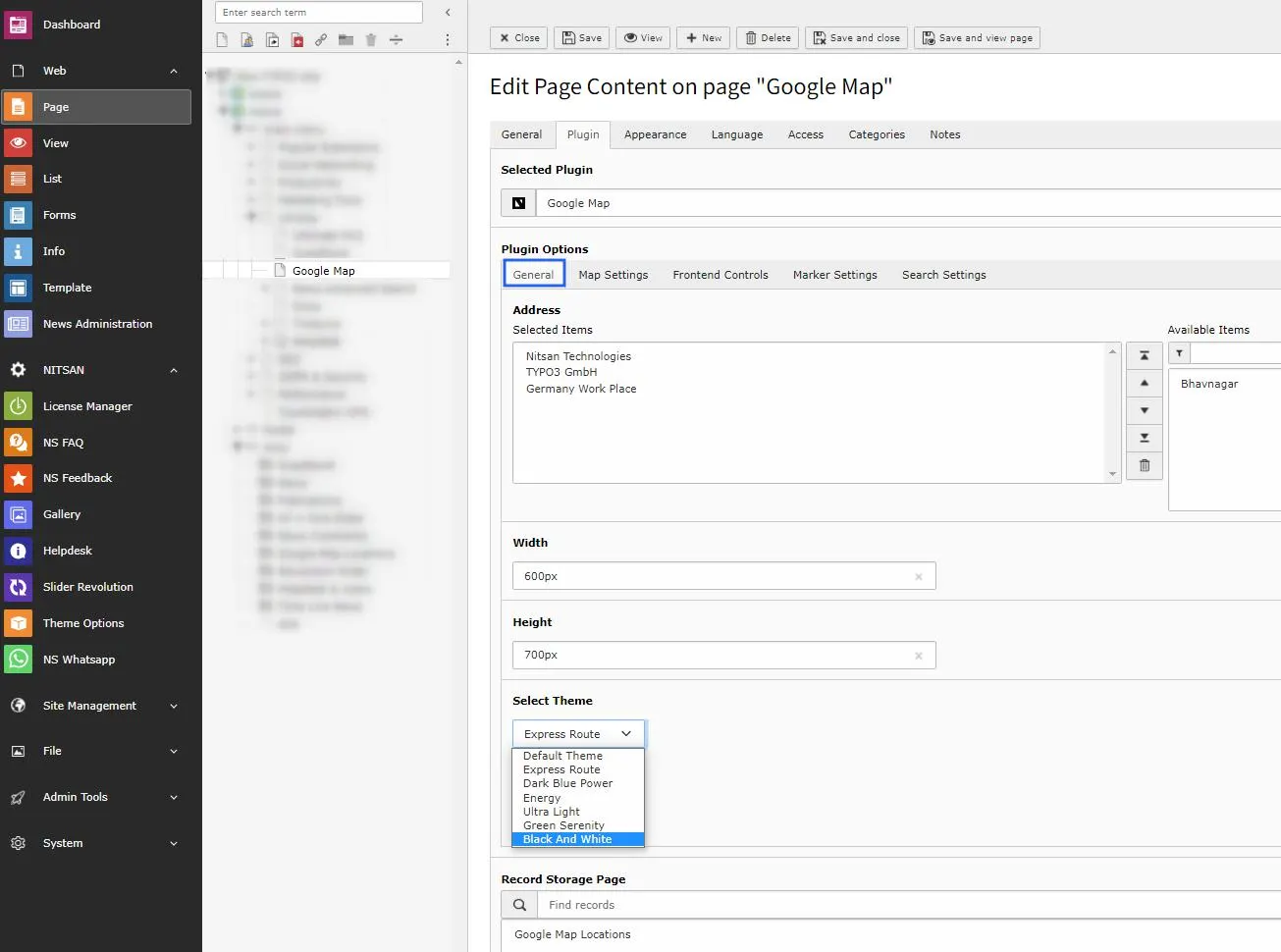 General Settings of Map Plugin