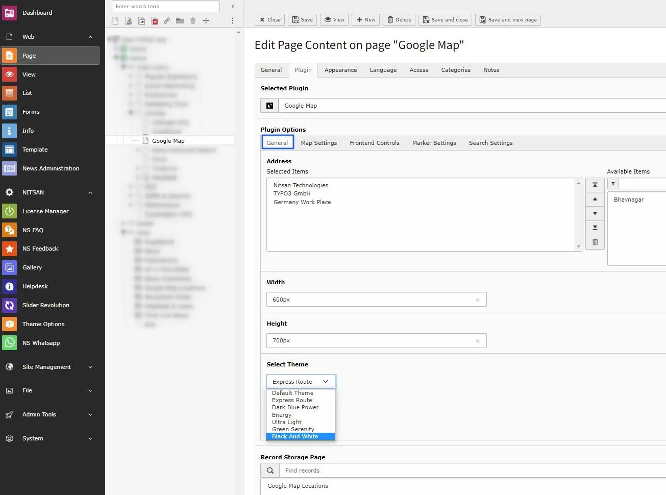 General Settings of Map Plugin