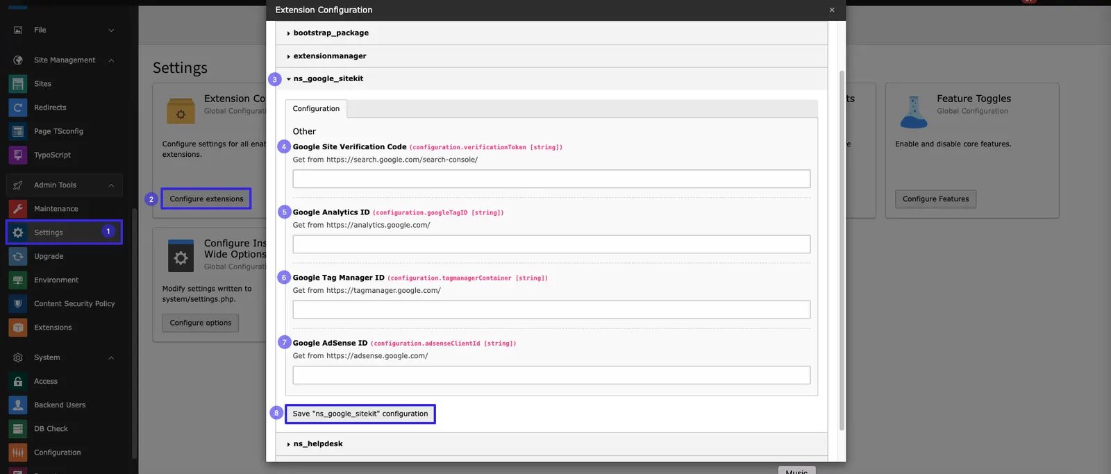 TYPO3 Installation