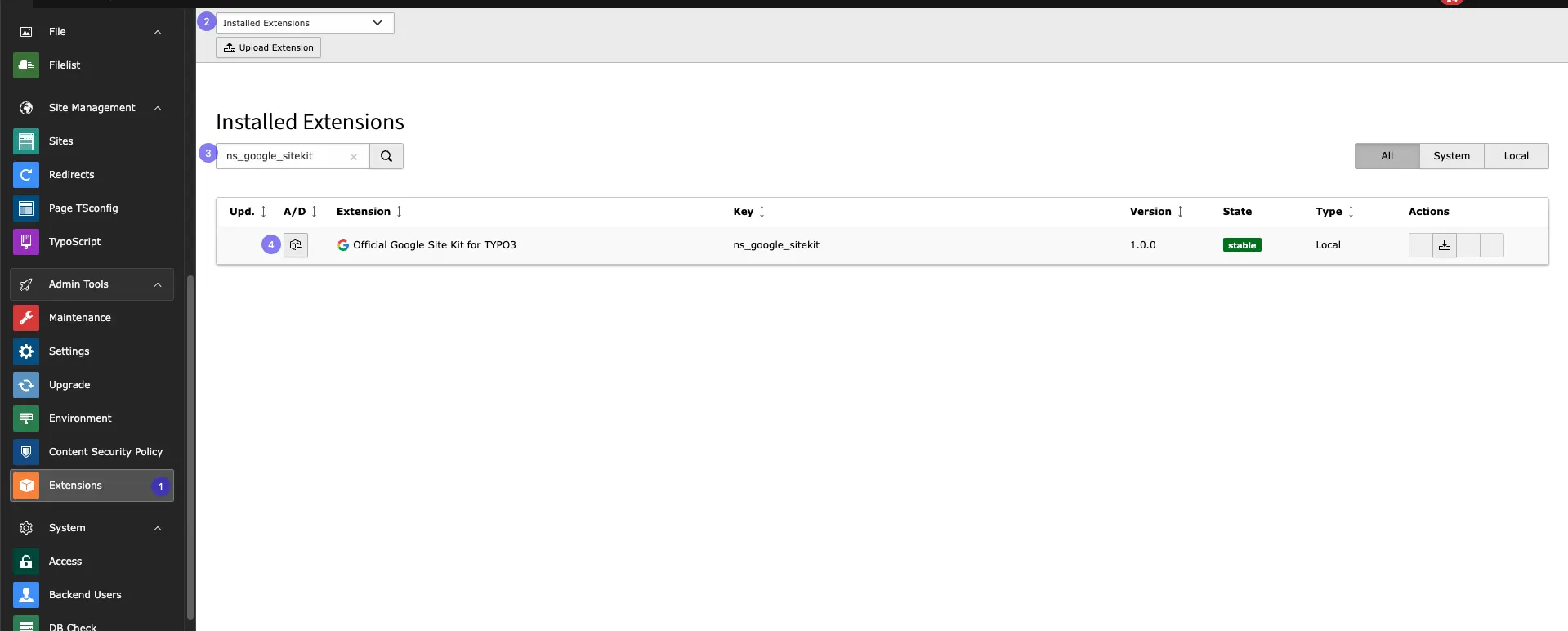 TYPO3 Installation
