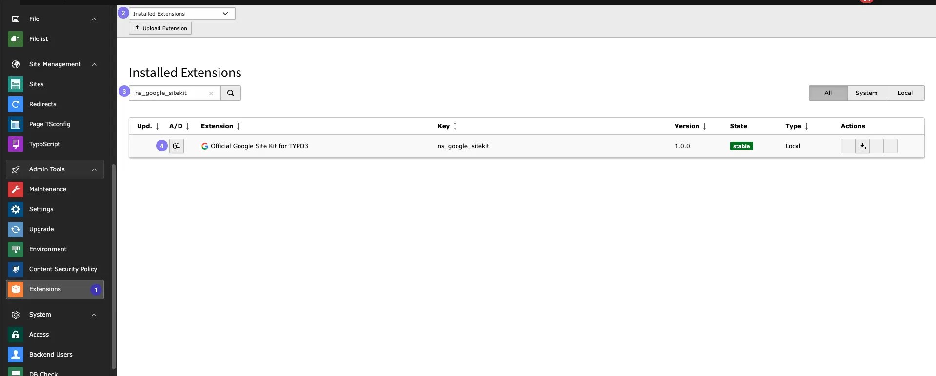 TYPO3 Installation
