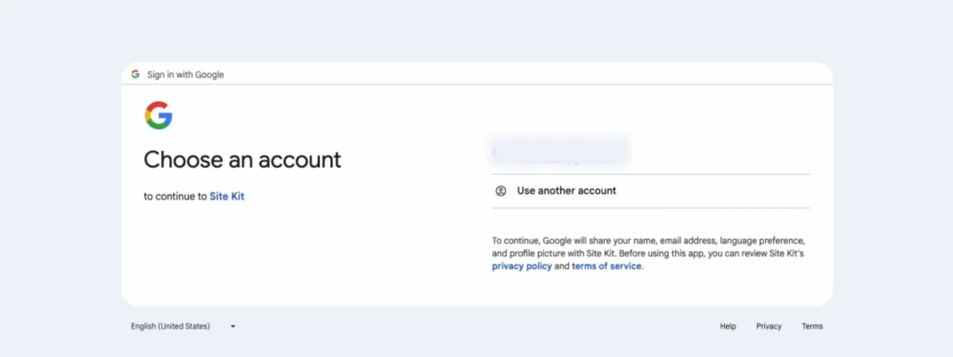 Choose the Google account