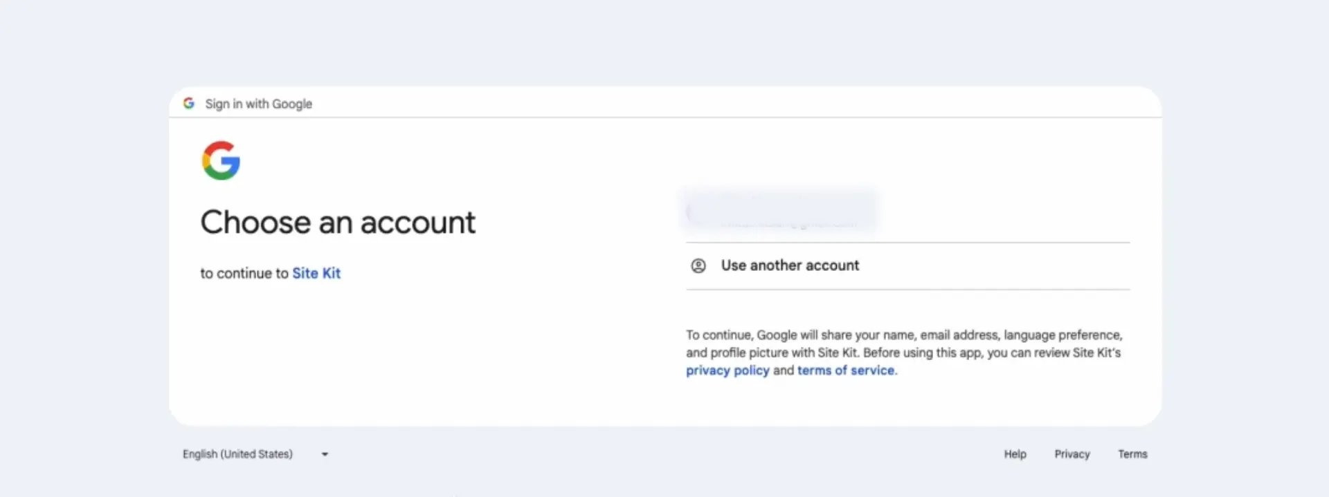 Choose the Google account