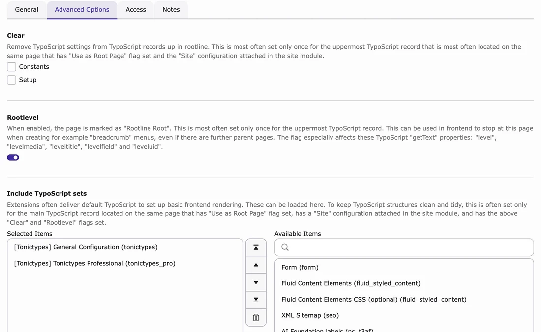 Static template includes