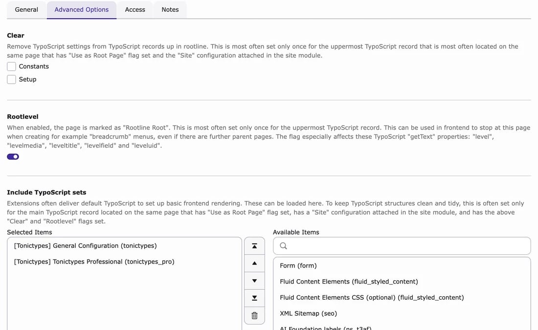 Static template includes