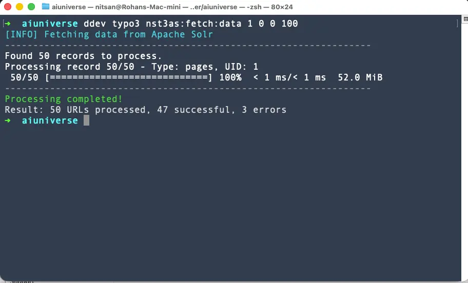 Fetch Data CLI Command Output