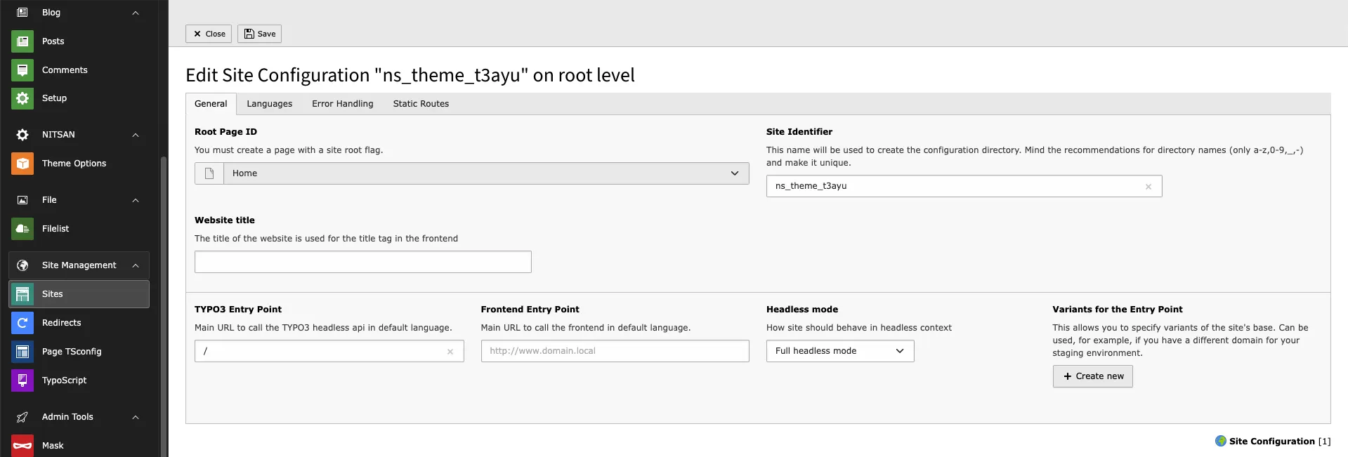 Site Configuration