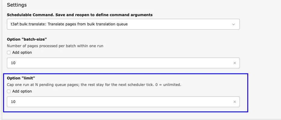 Scheduler options batch-size and limit for Manage Mass Translation
