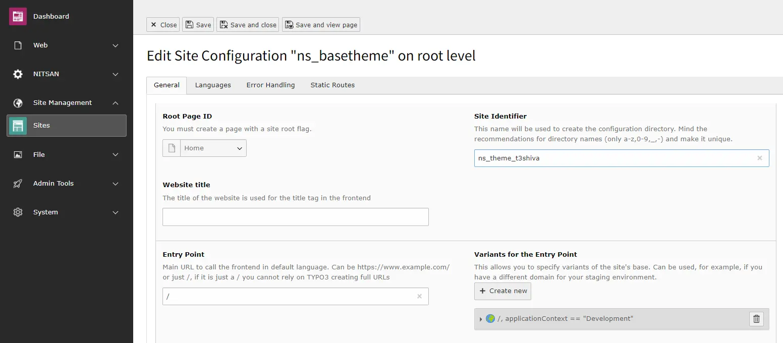 Site Configuration
