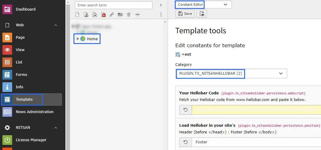 Configure hellobar at backend