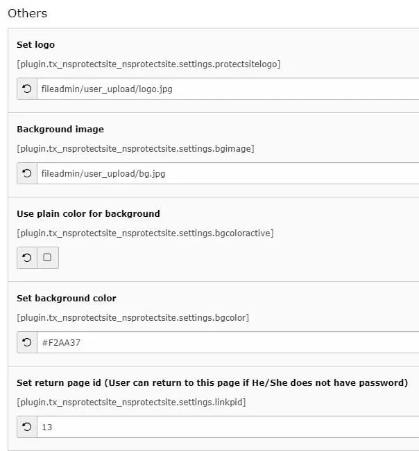 Configure Protect page