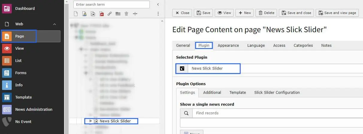 General Settings of News slick slider Plugin