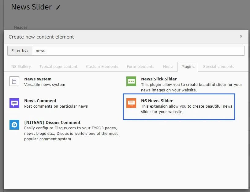 Add News Slider plugin