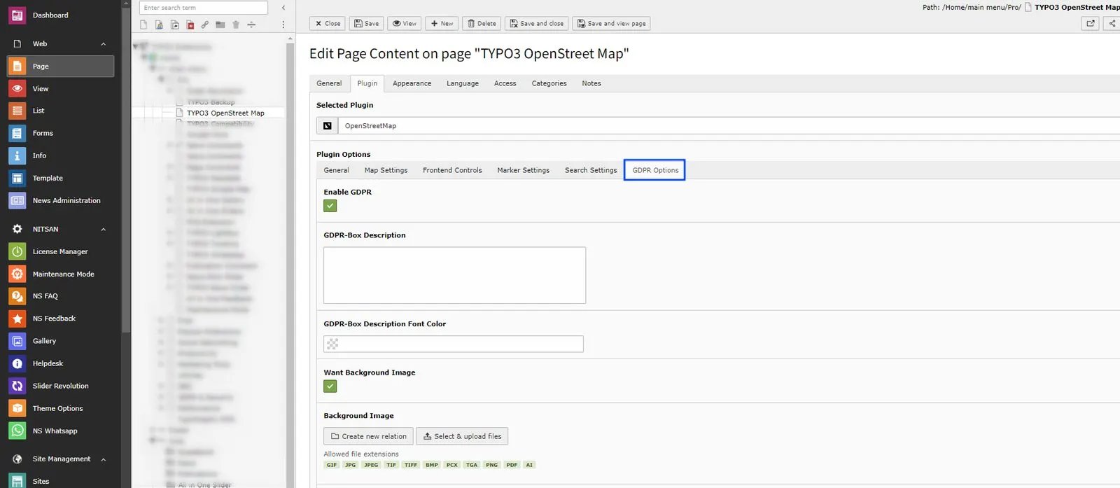 GDPR Settings in Map Plugin