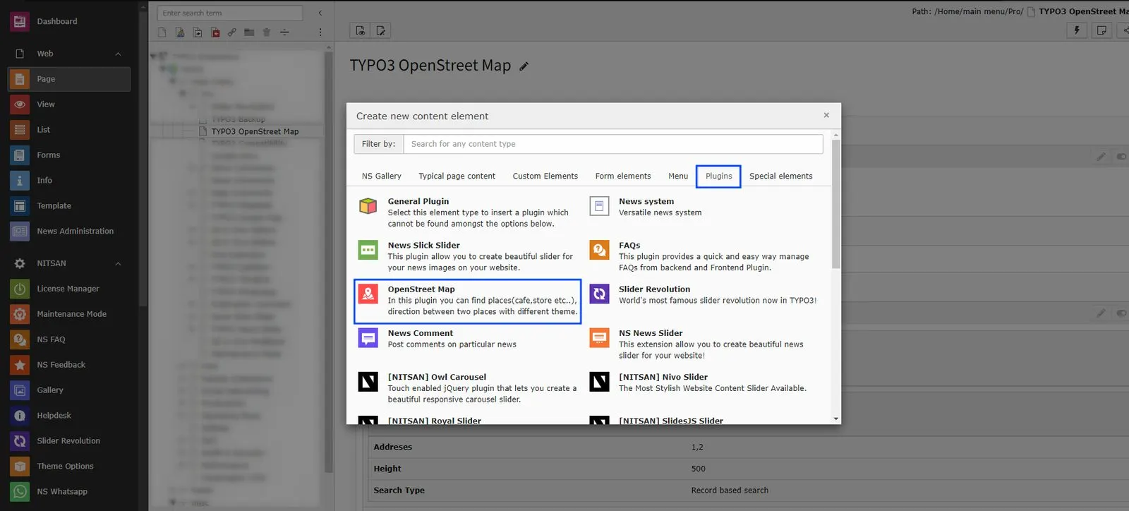 Add OpenStreet Map Plugin