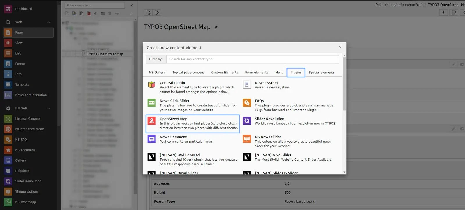 Add OpenStreet Map Plugin