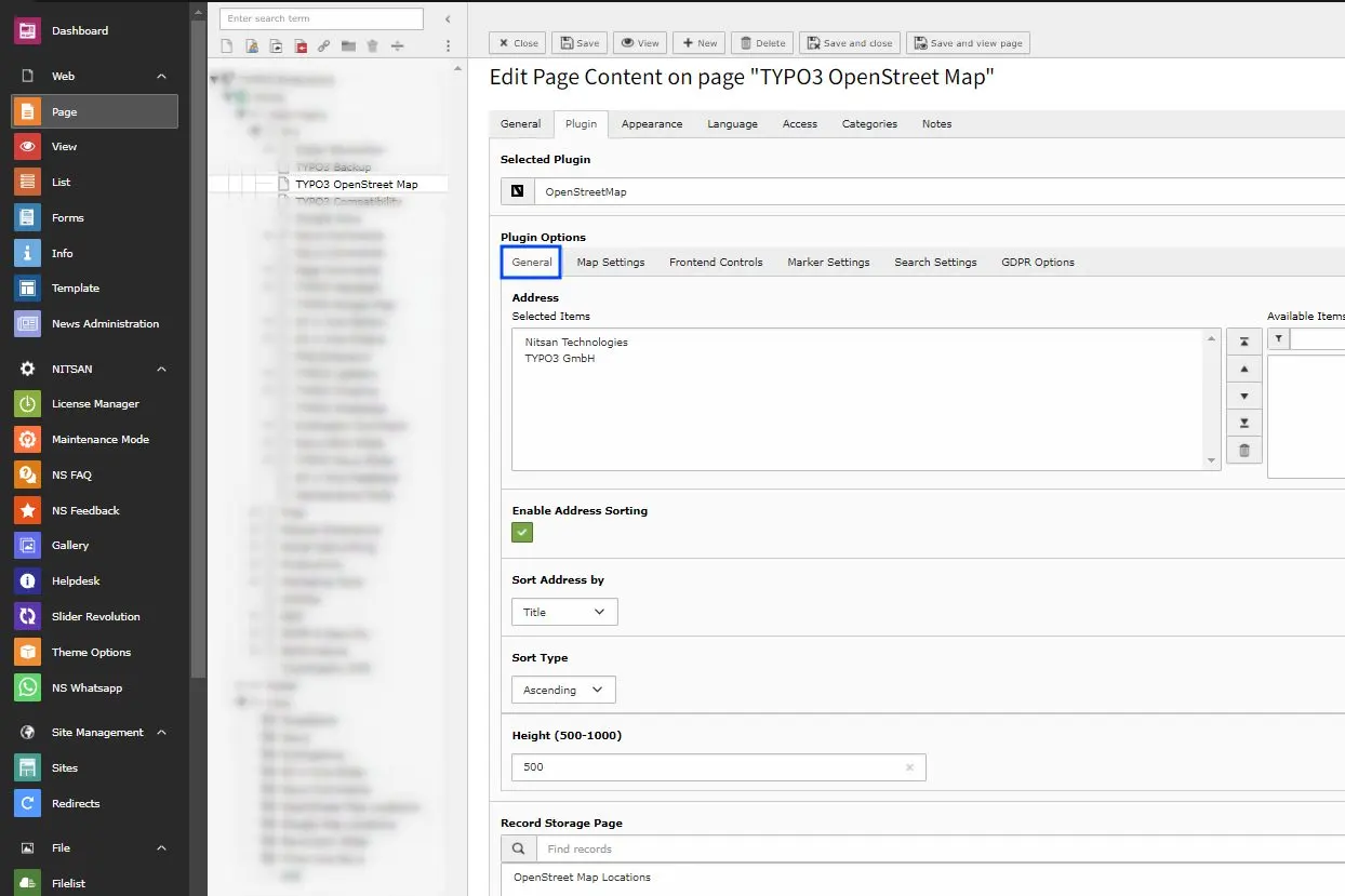 General Settings of Map Plugin