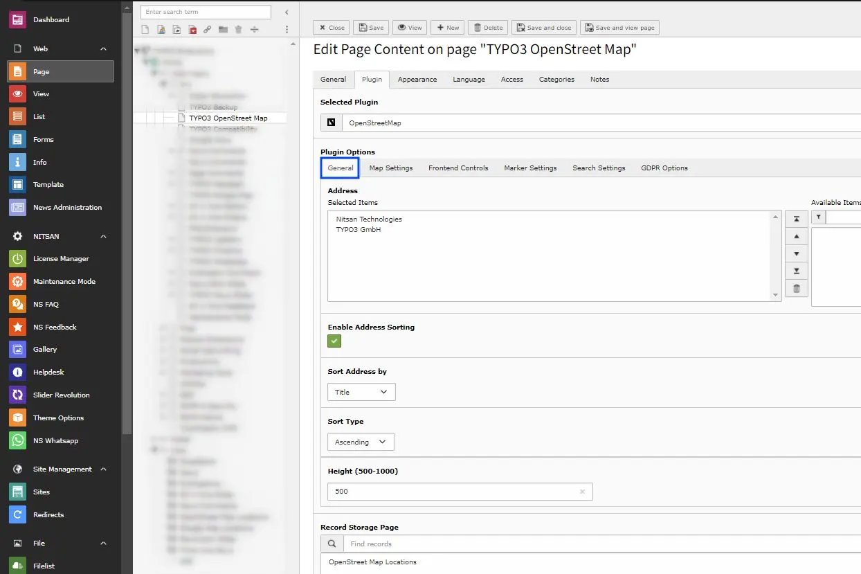 General Settings of Map Plugin