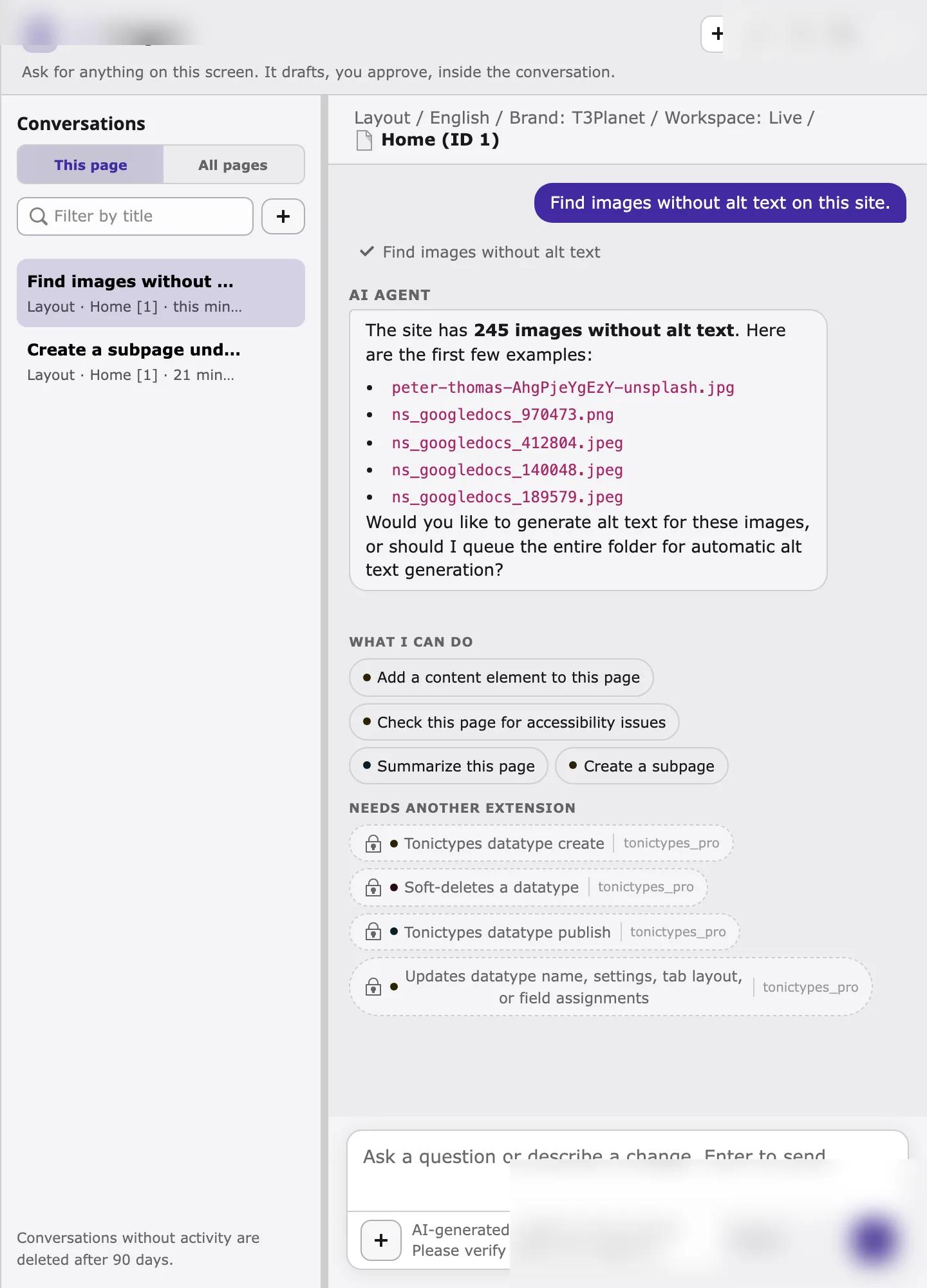 Successful read: Find images without alt text returns a list of files