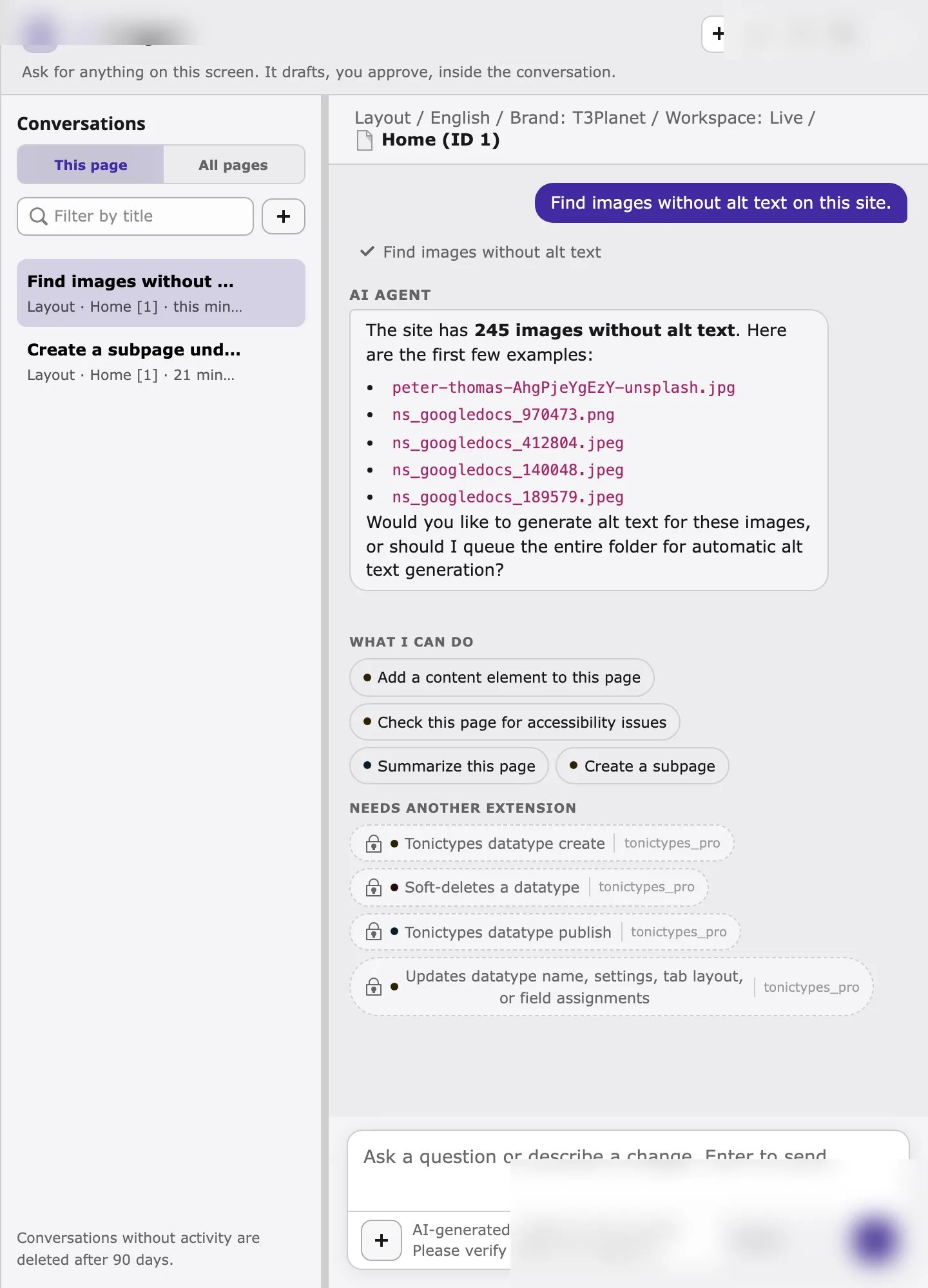 Successful read: Find images without alt text returns a list of files