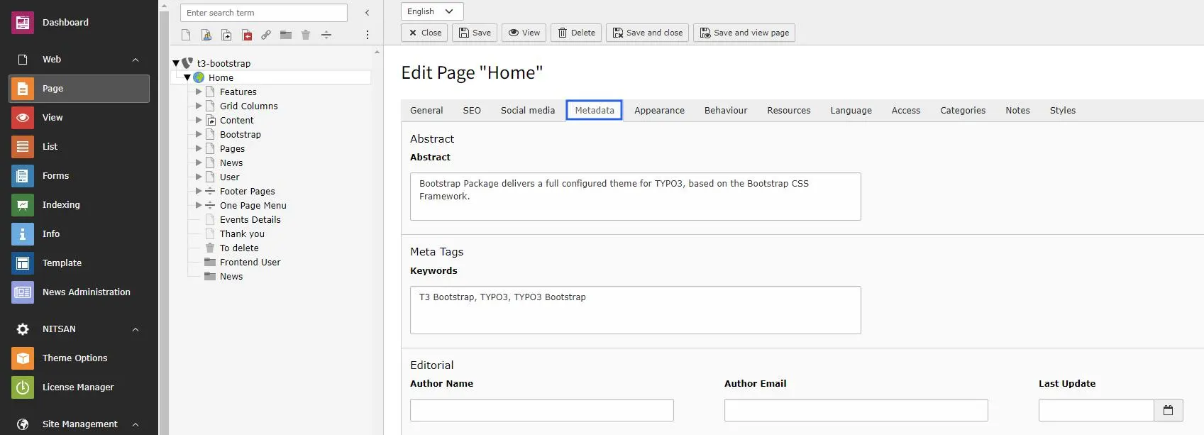 Set metadata