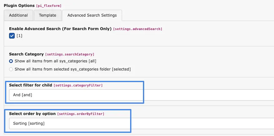 Example of child category OR and AND filter