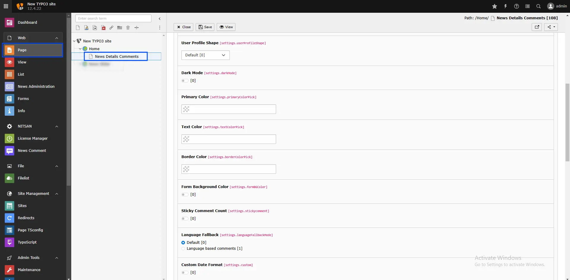 Comment Plugin - Main Configuration 2