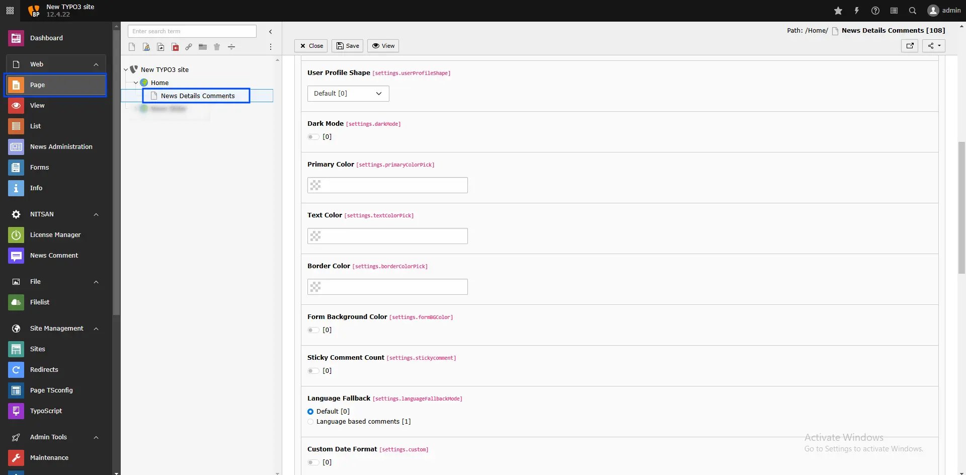 Comment Plugin - Main Configuration 2